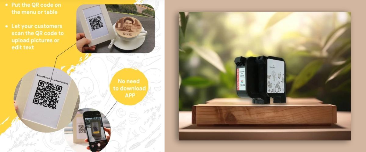 Efekt wielobarwnego druku na cappuccino i deserach