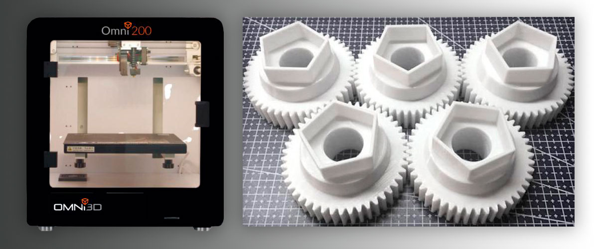 Stabilna aluminiowa drukarka 3D Omni200 gotowa do pracy na biurku