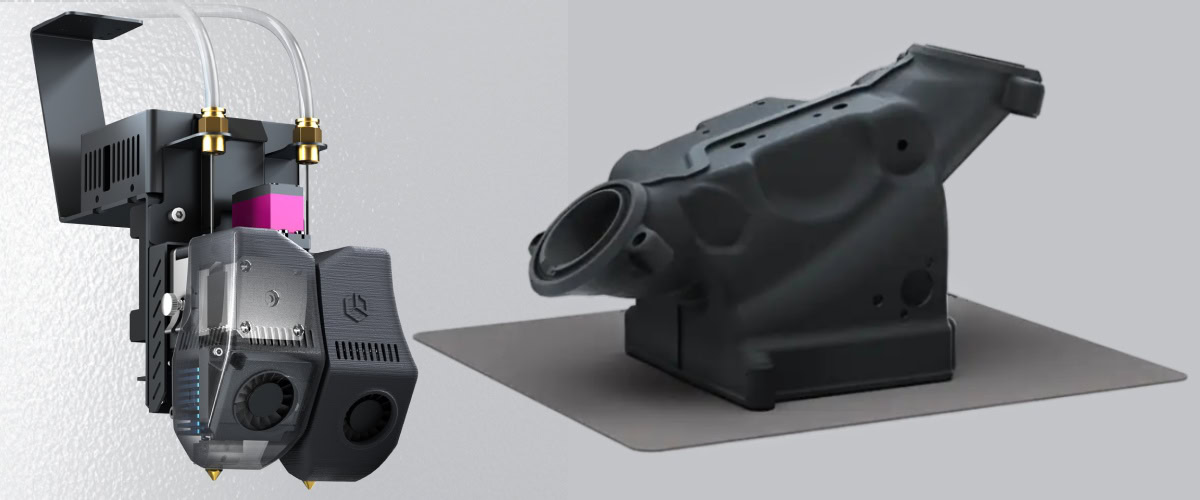 System podwójnego ekstrudera w przemysłowej drukarce 3D CreatBot D600 Pro2 HS